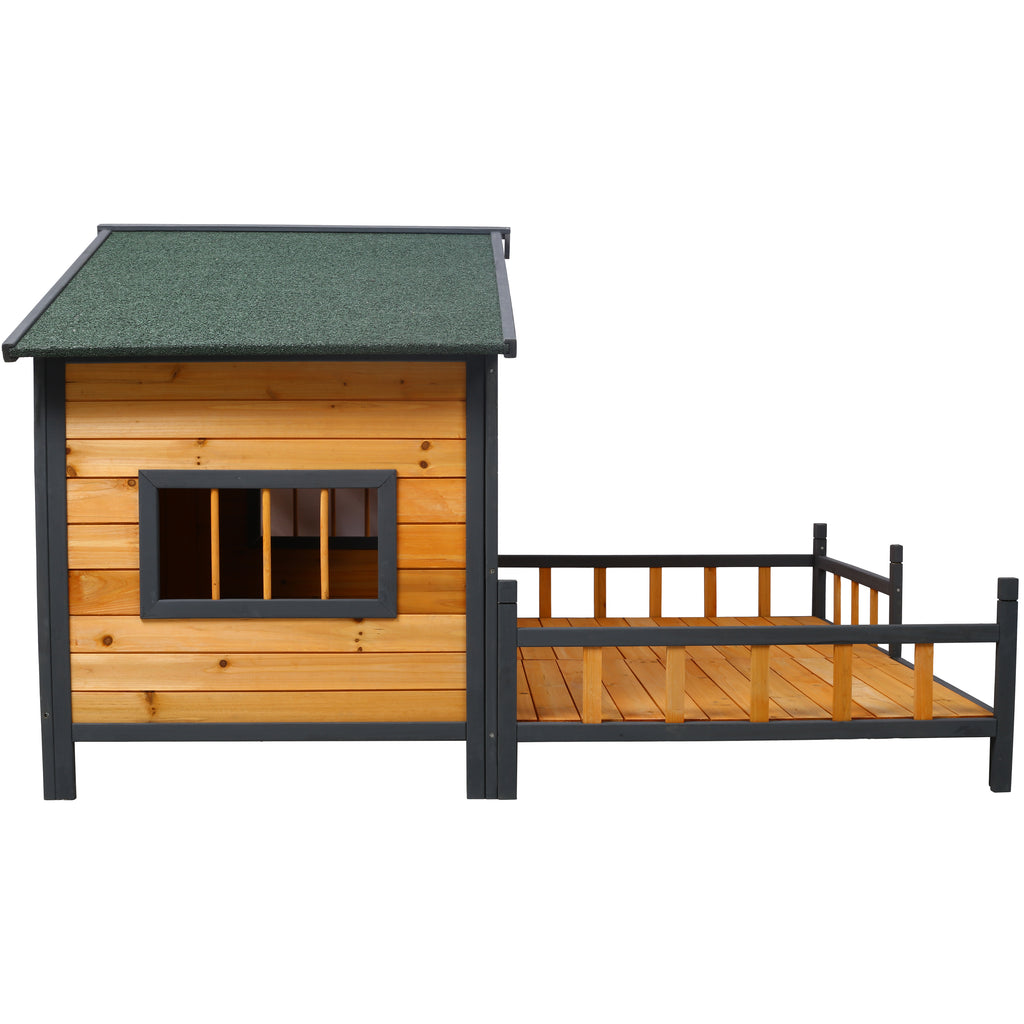 Grande maison de chien en bois extérieur Double XL Kennel de chien avec plancher élevé et porche