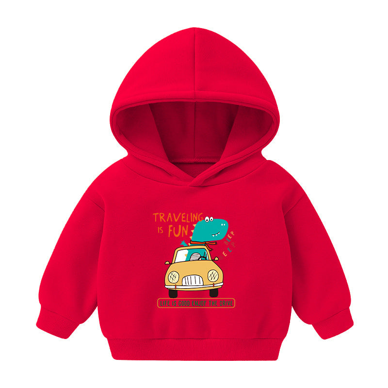 Chandail à capuche pour enfants Chandails doublés d'automne et de caricature d'hiver imprimés à manches longues T