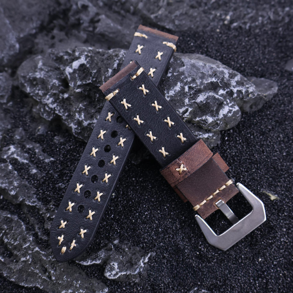 Montre en cuir artisanal avec une sangle tressée