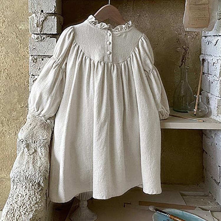 Robe d'impression florale rétro pour petites filles