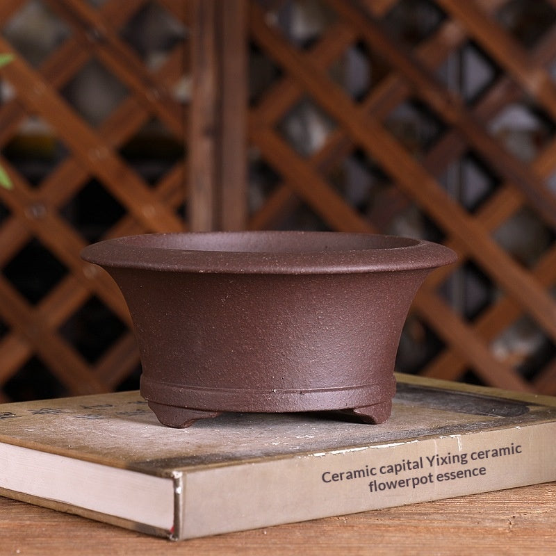 Pot à fleurs Zisha de taille moyenne avec une large bouche et une plante ronde et Bonsai Pot
