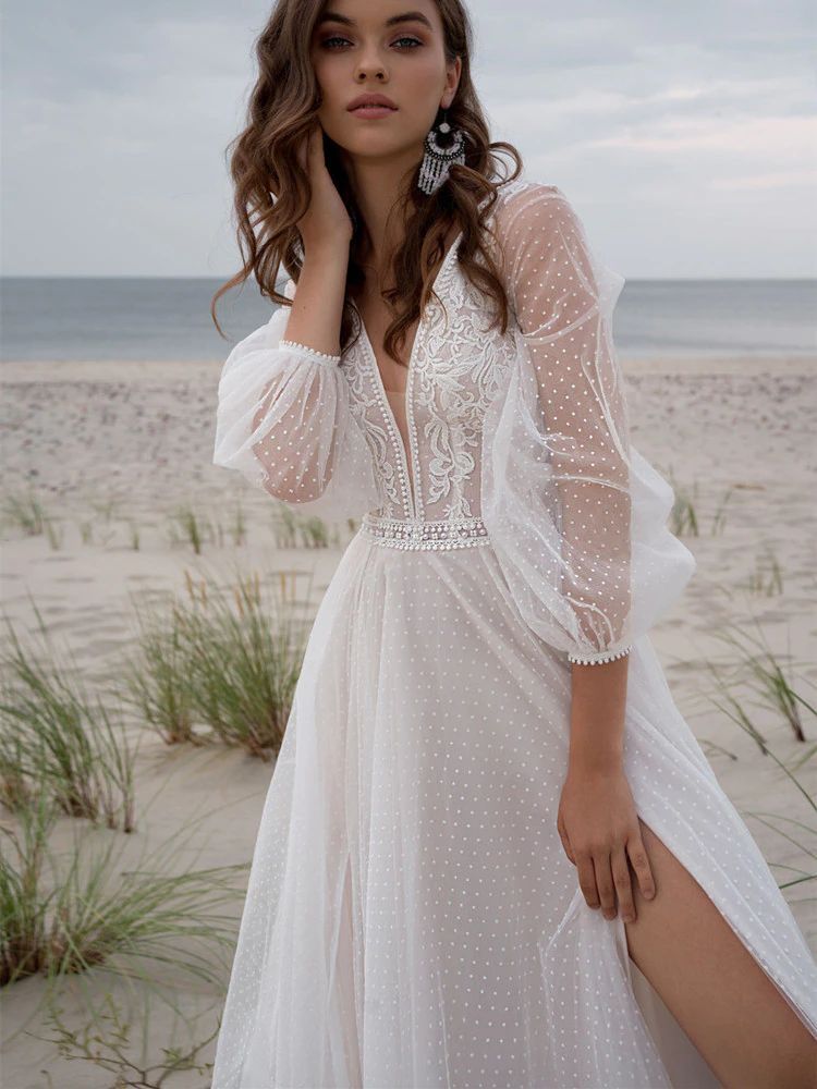Wish Mesh Split robe de mariée légère pour femmes