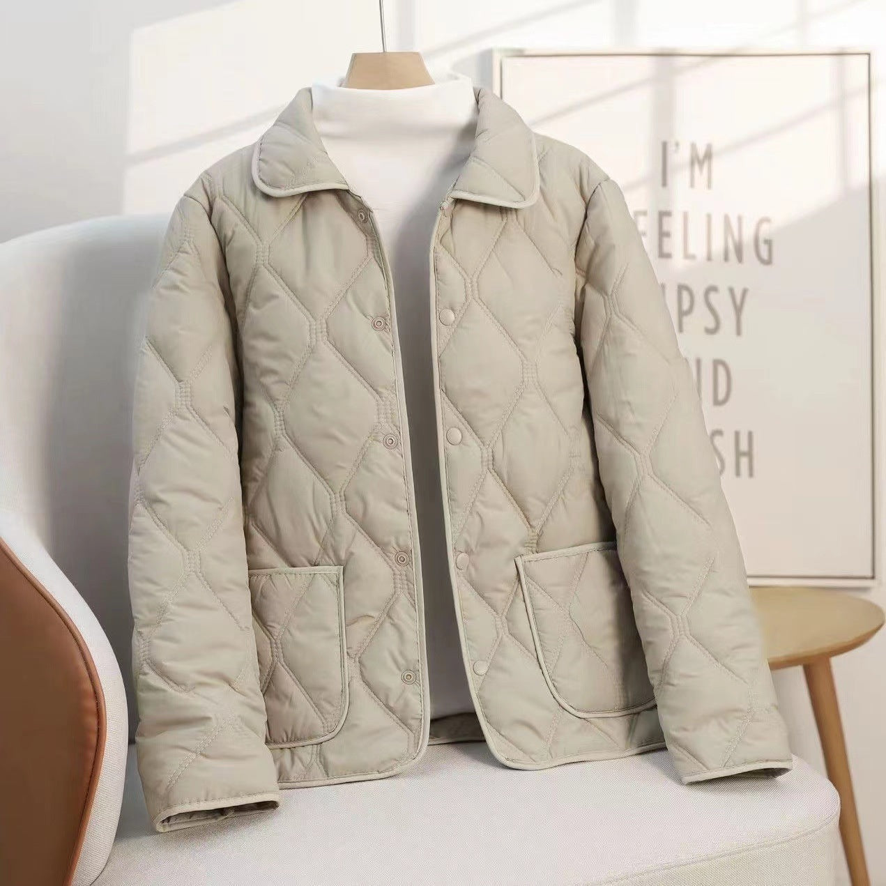 Manteau rembourré en coton avec un motif diamant pour mamans