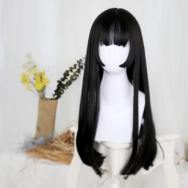 Lolita rouge longue ligne droite pour les femmes wig
