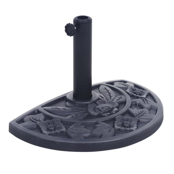 20 Lb Black Half Round Rose Pattern Outdoor Umbrella Umbrella Base Umbrella Stand For Patio