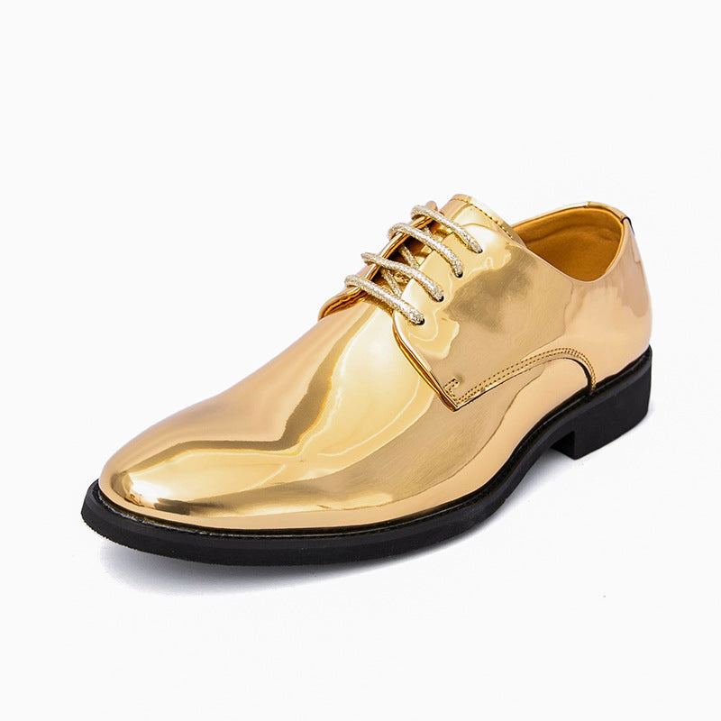 Hommes Casual pointu orteil Glossy chaussures en cuir en style britannique