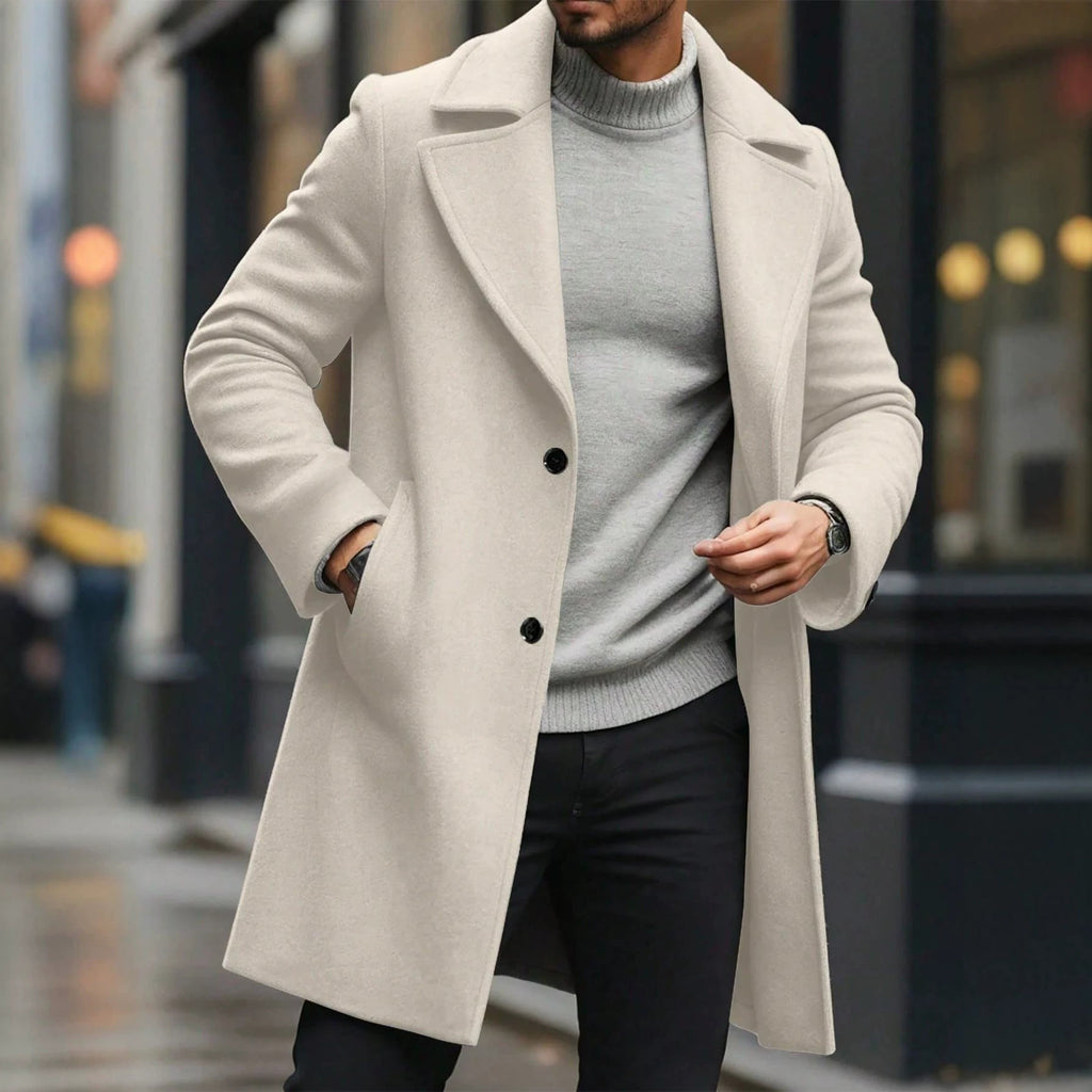 Manteau mi-long en laine de couleur solide