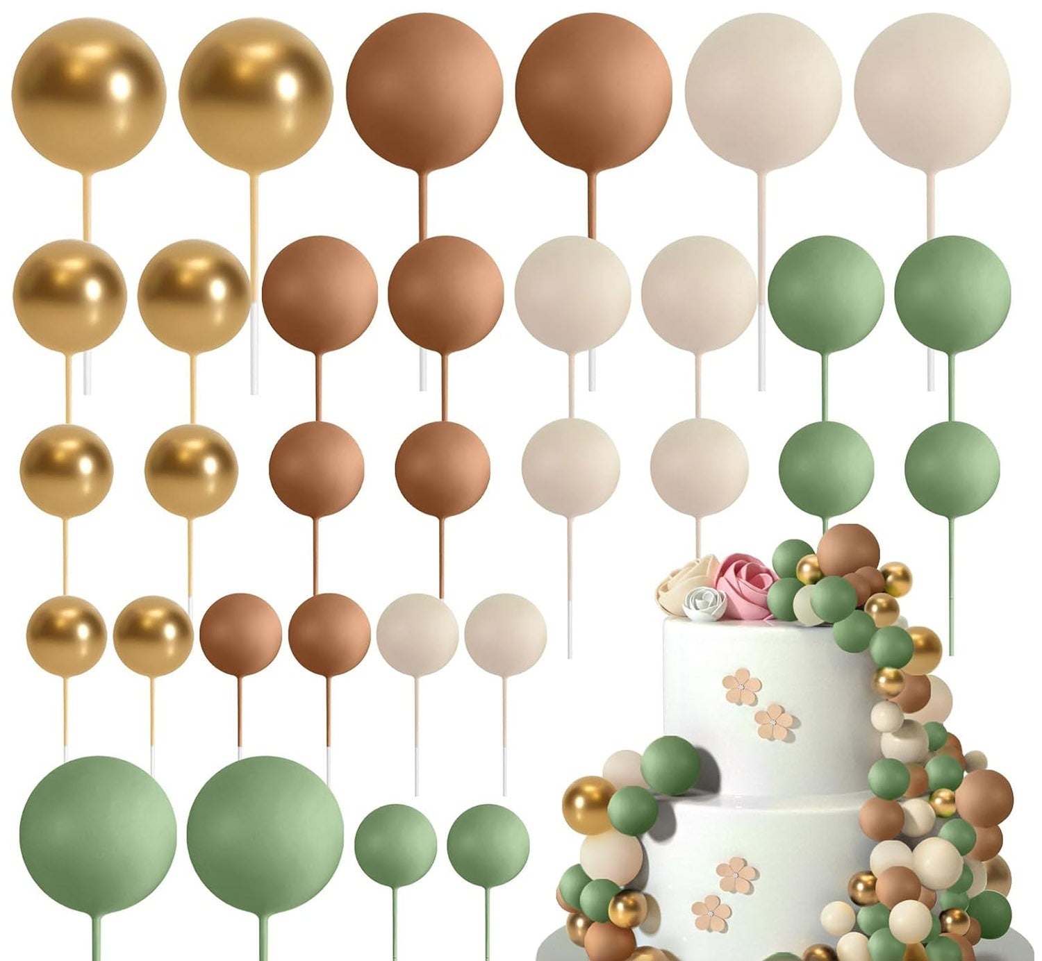 32 Pcset Colorful Mousse Ball Anniversaire Cake Décoration Multi-style Plug-in