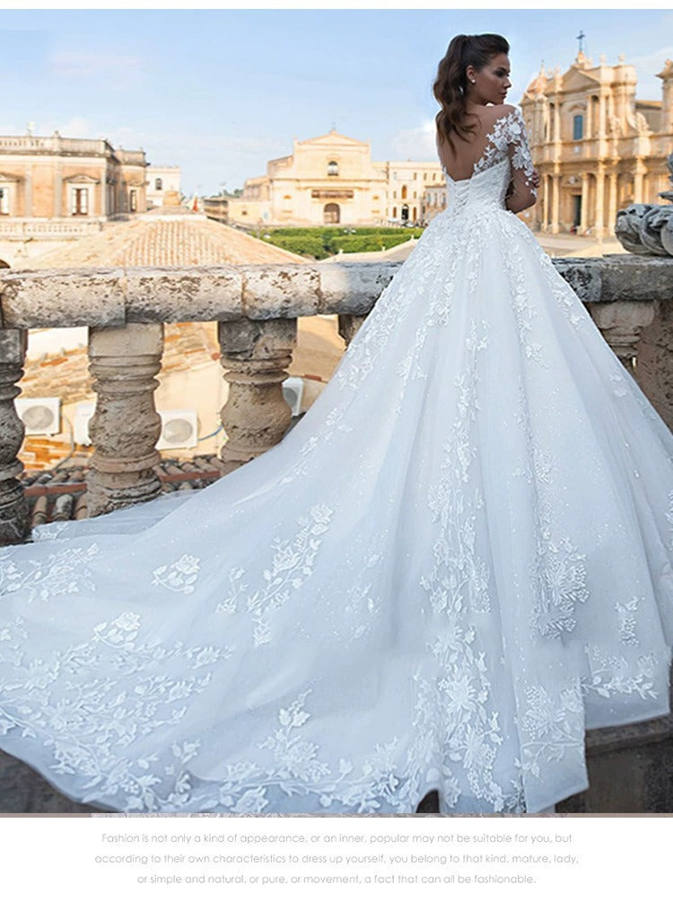 Robe à manches longues à col V mince rétro