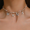 Fashionable Gold-Plade Diamond-Ecrusted Lettre Mama pendentif chaîne de clavicule simple Versat