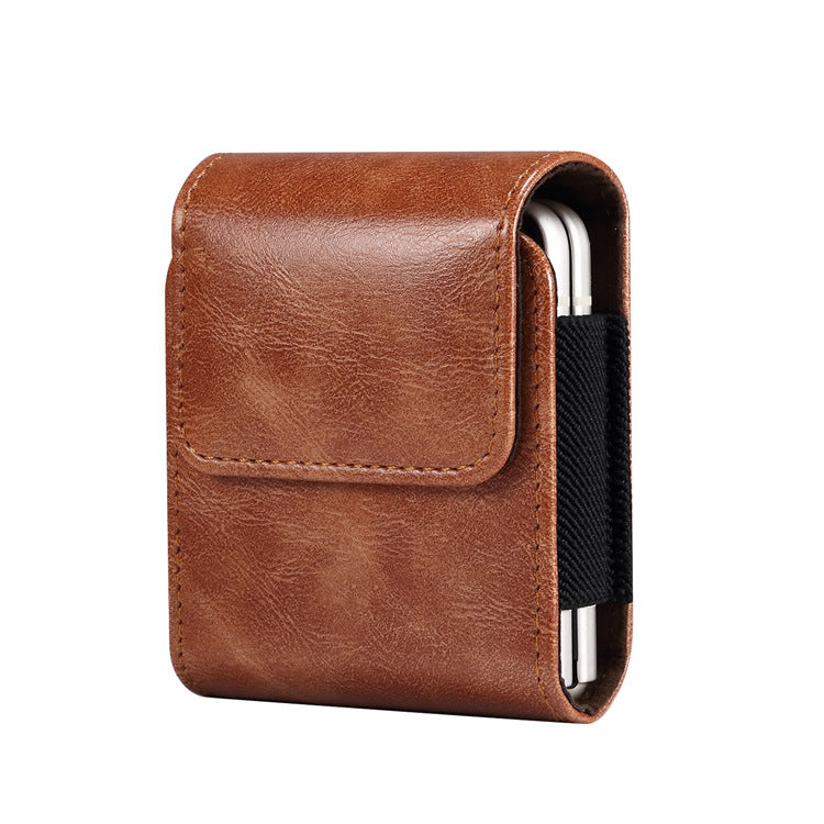 Applicable Flip Screen Mobile Phone Bag Suspendre Cuir Perforant Sac de pliage