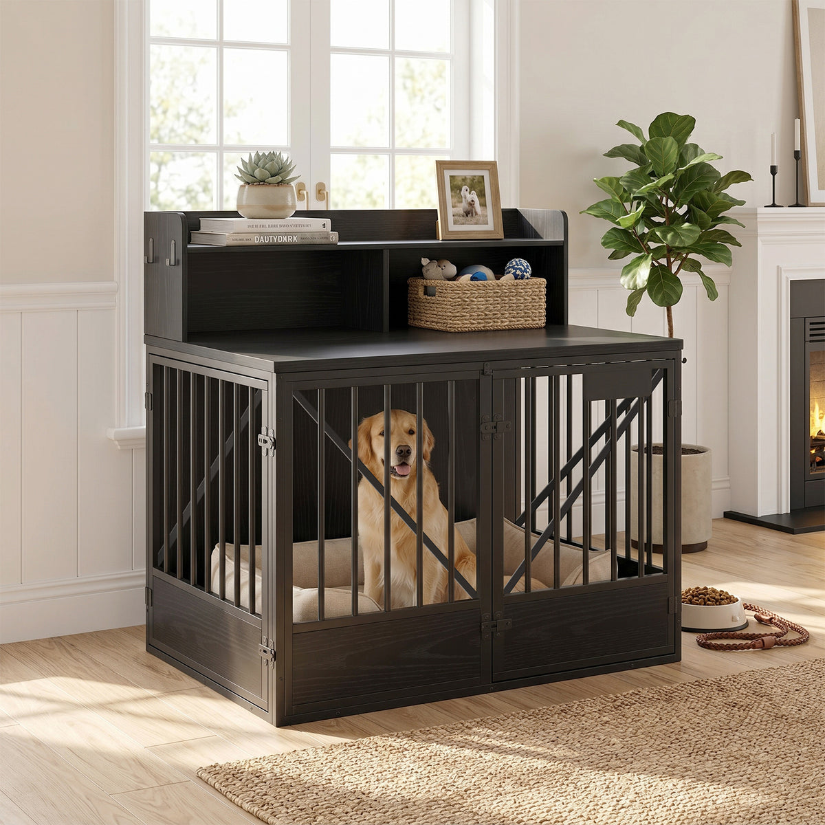 Crate de chien grande capacité multifonctionnel Spacieuse Kennel de Top Pet avec 2 Compa de stockage ouvert