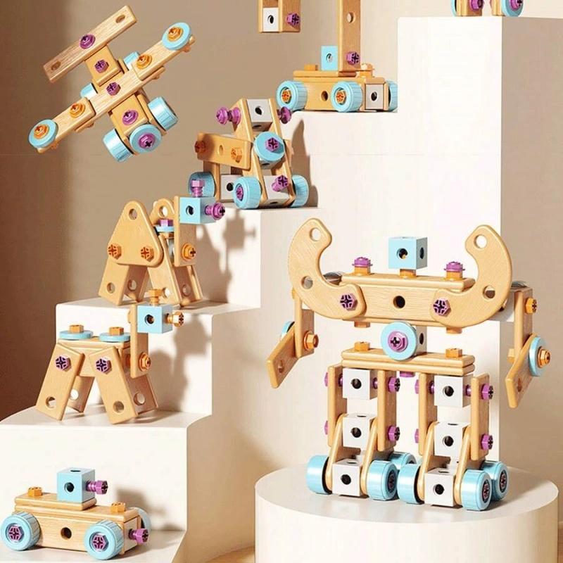126-Piece Wooden Creative Construction and Tool Set Early Education