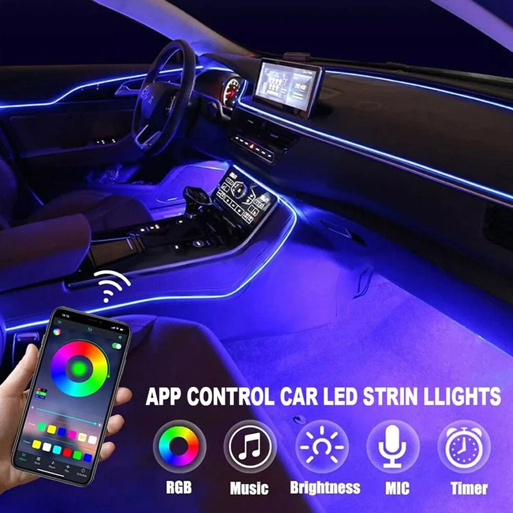 APP Contrôle 5-In-1 RGB LED intérieur bande lumineuse voiture ambiante éclairage d'atmosphère