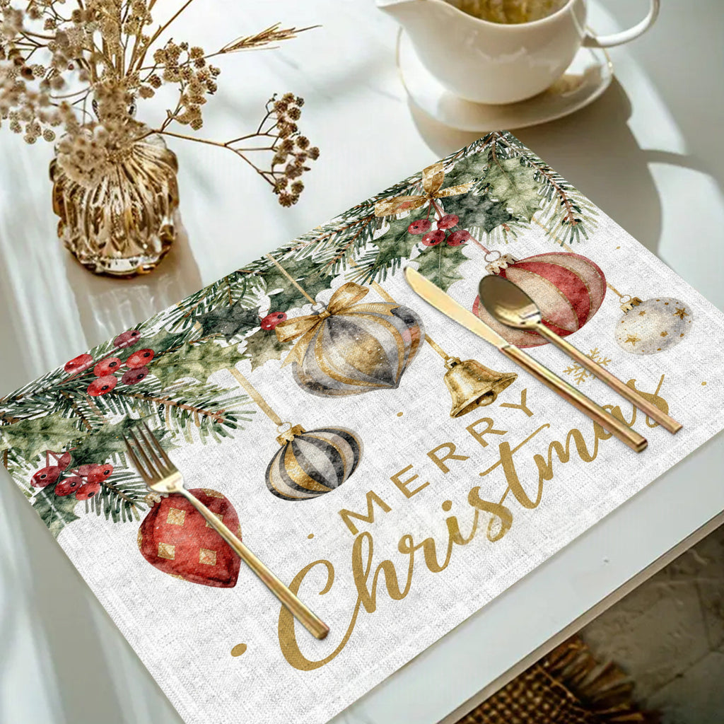 Table de table de Noël imprimée en lin