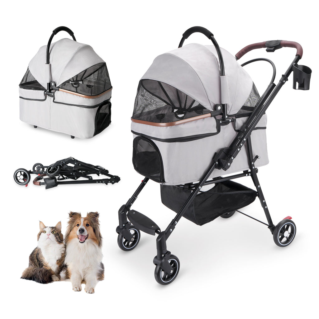 Poussette pliable 4 roues pour chiens et chats à 360°