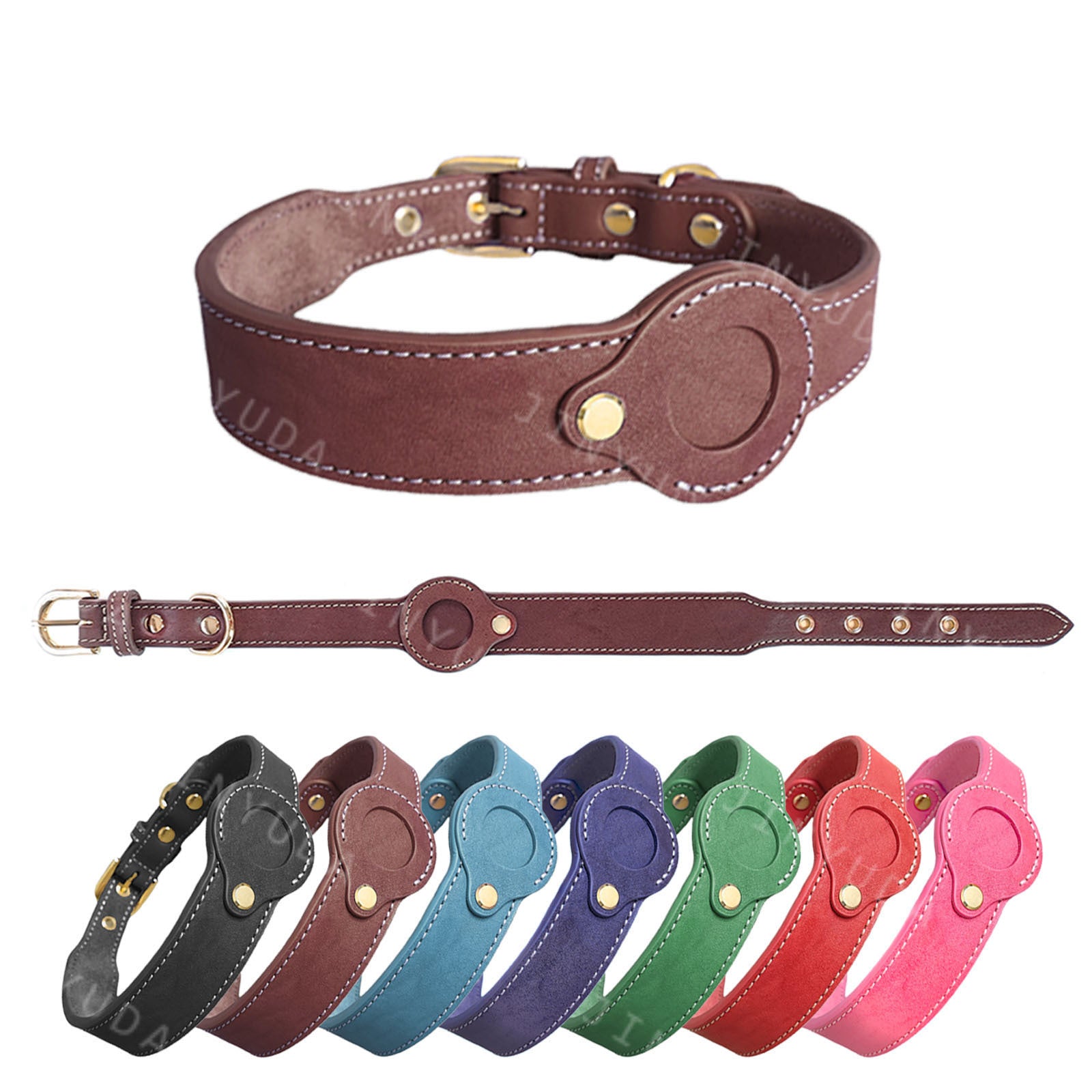 Collier en cuir de vache amovible à grains entiers