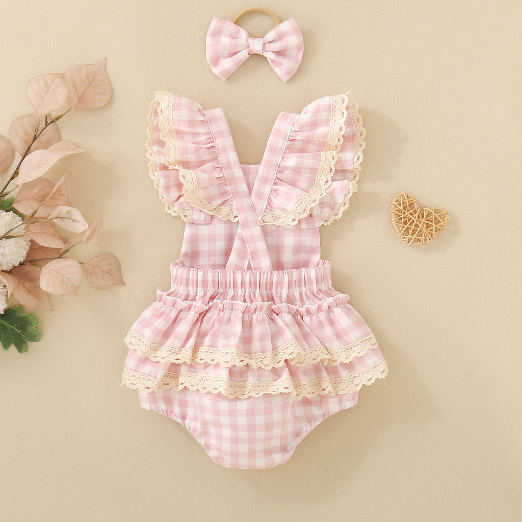 Sangle d'été combinaison de saut Plaid filles Romper