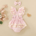 Sangle d'été combinaison de saut Plaid filles Romper