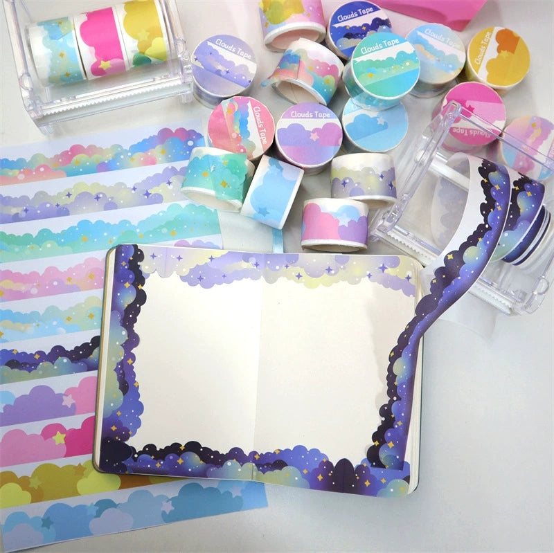Décor et ruban papier aux étoiles et aux nuages mignons