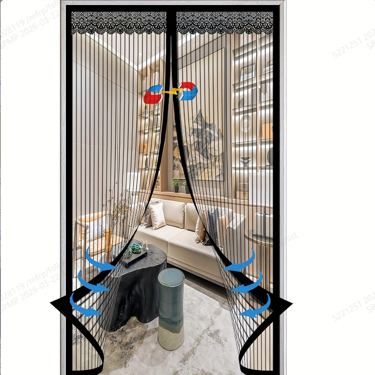 Rideau de porte magnétique sans mains noir