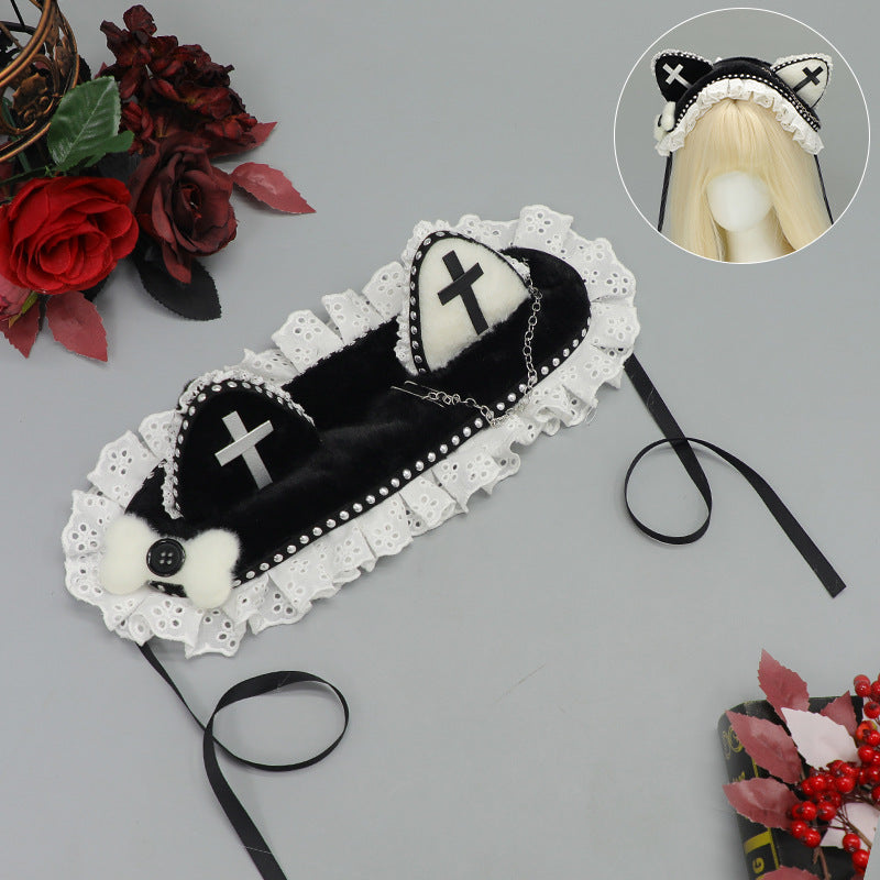 Bande de cheveux d'oreille de chat de rivet de vent de goth foncé