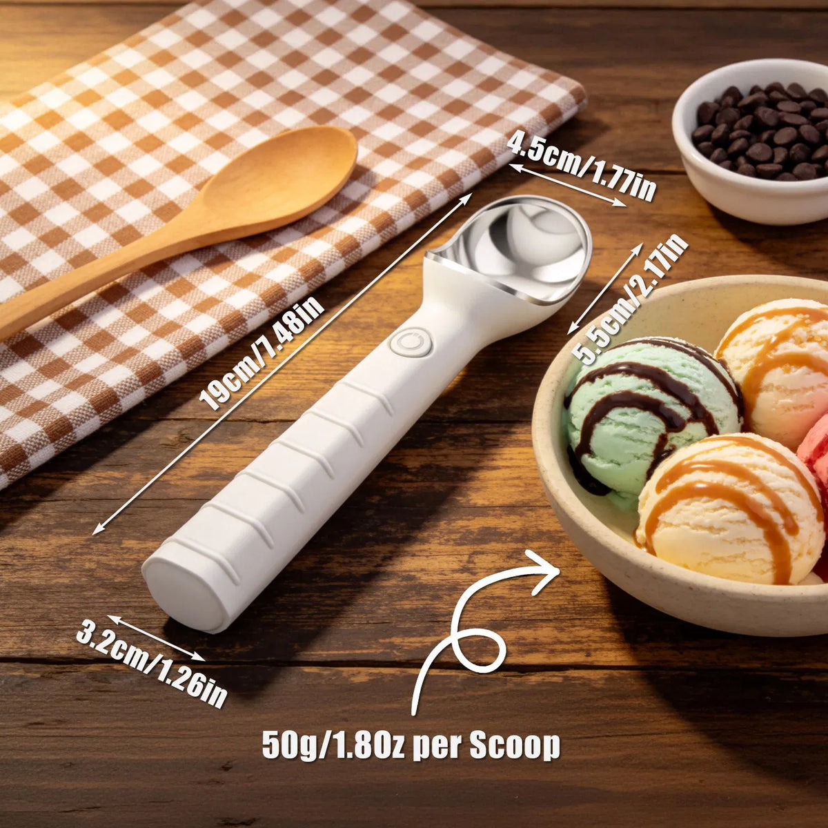 Crème glacée chauffée Scoop électrique rechargeable Crème glacée Scooper IP66 Imperméable 45S rapide Il
