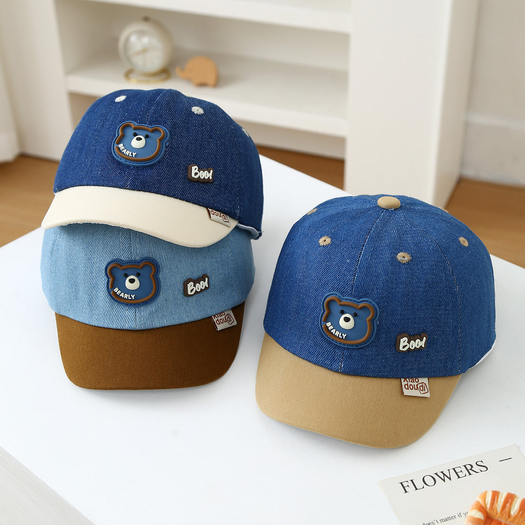 Trendy and cool Denim Lettered Bear Casquette de baseball pour les enfants au printemps et en été