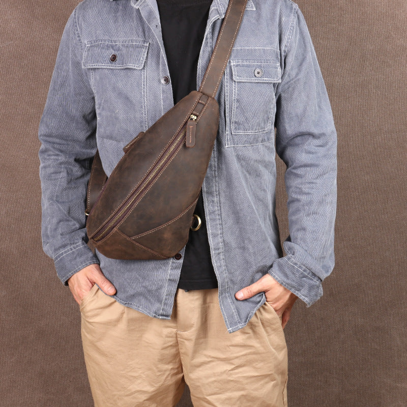 Cuir véritable hommes Mercedes-Benz Pattern Crossbody Sac