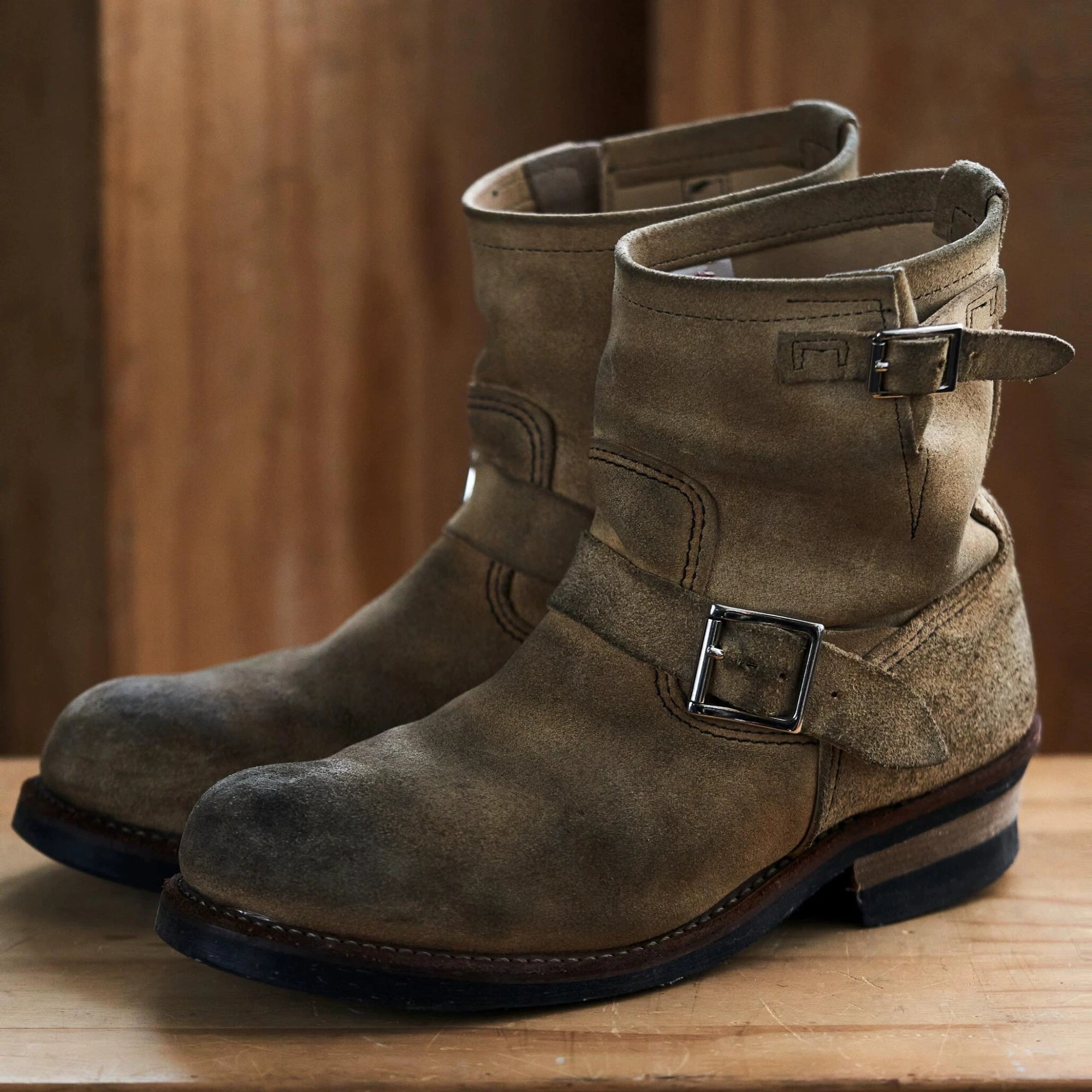 Bottes d'ingénieur en cuir décontraction rétro