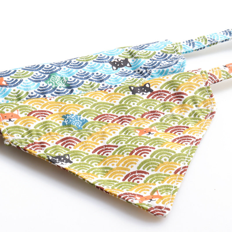 Style japonais Tang Grass modèle collier de chat deux-pièces Bow Binder triangulaire