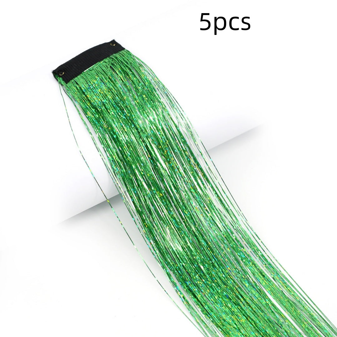 BB Clip-in Golden-Thread Perruque Shimmering Rainbow Extensions de cheveux