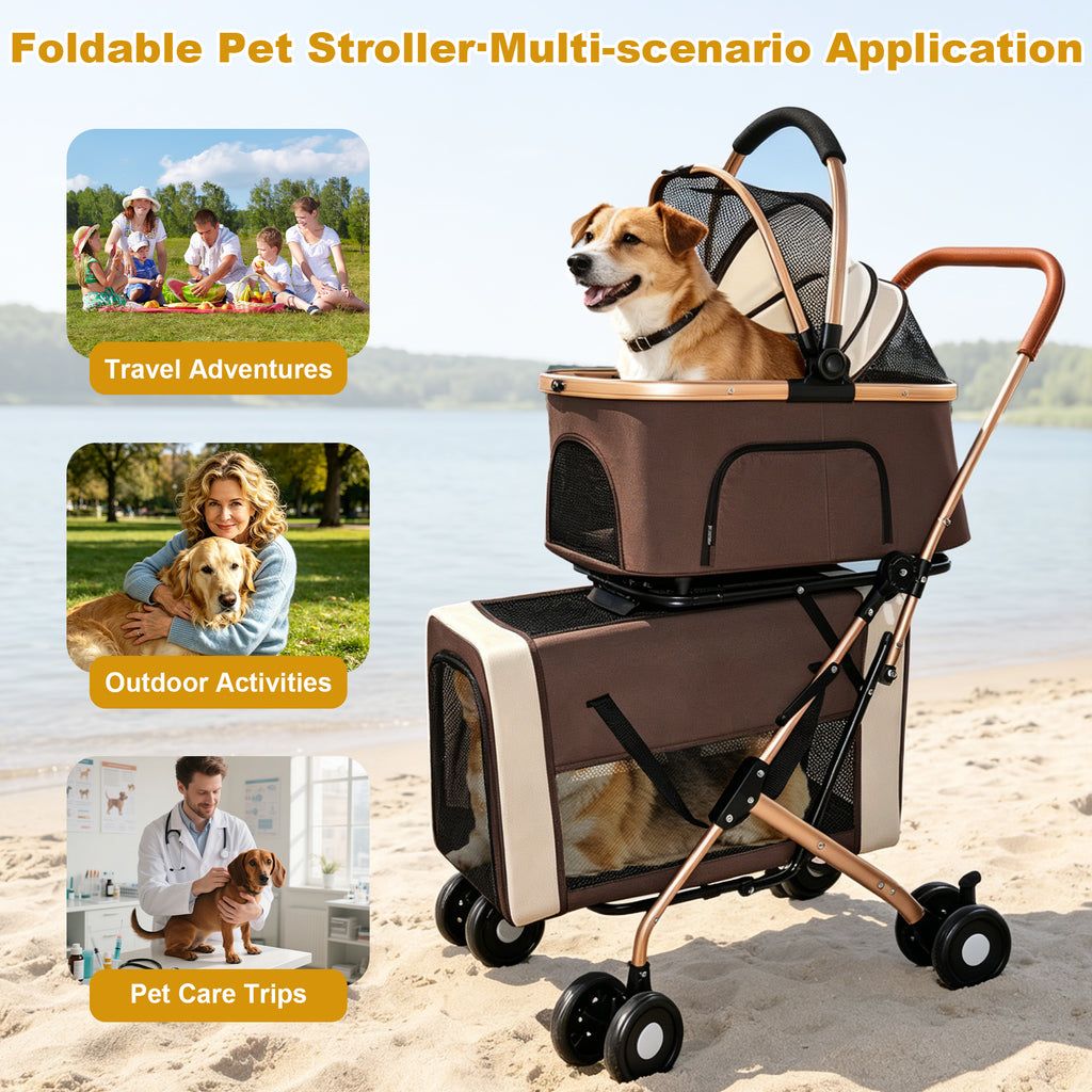 Poussette double pour chiens et chats