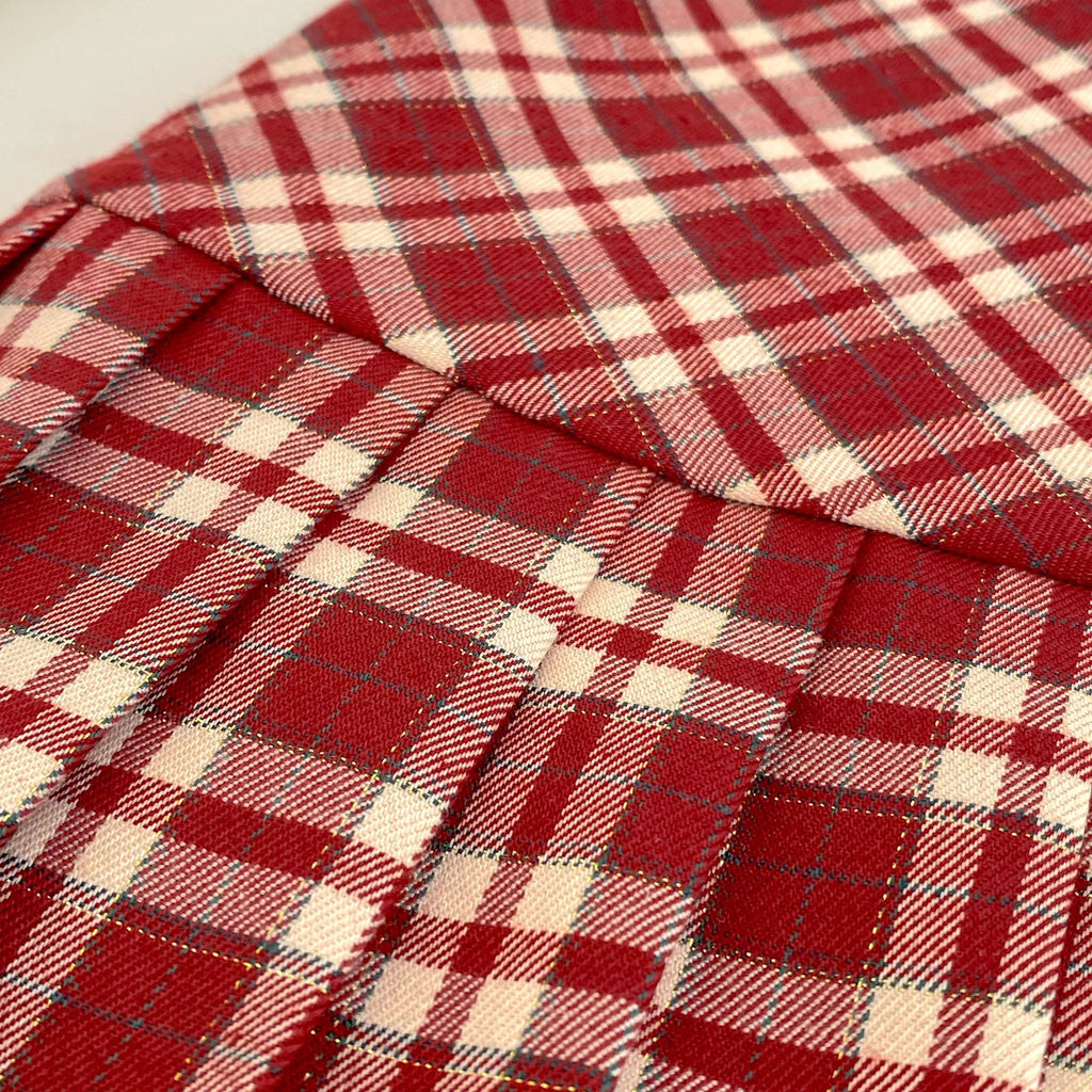 Filles Preppy-Style Plaid Vest Robe Et Mignon Brodé Lapel Botting Shirt Deux-Piece S