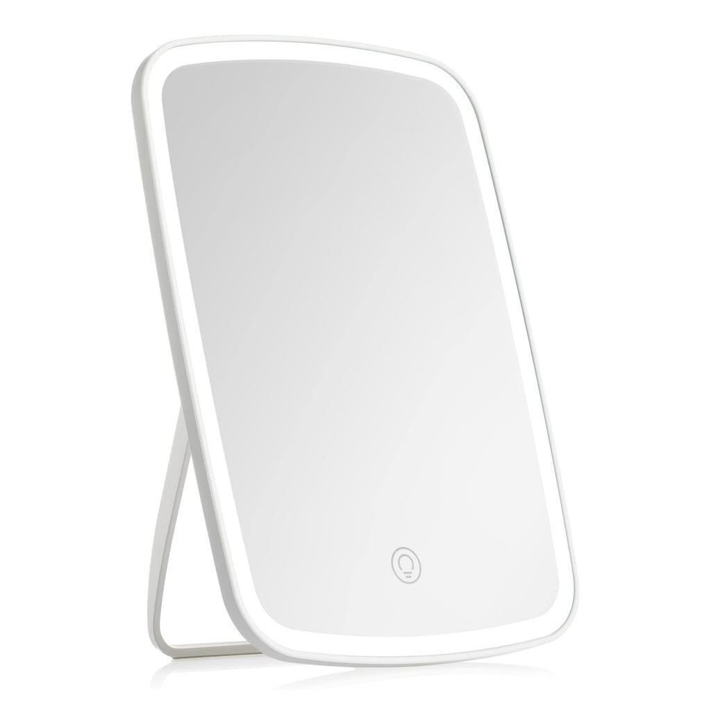 1Pc 5.98x8.62 en miroir de maquillage éclairé miroir de bureau de vanité petit miroir LED avec 3 col de lumière