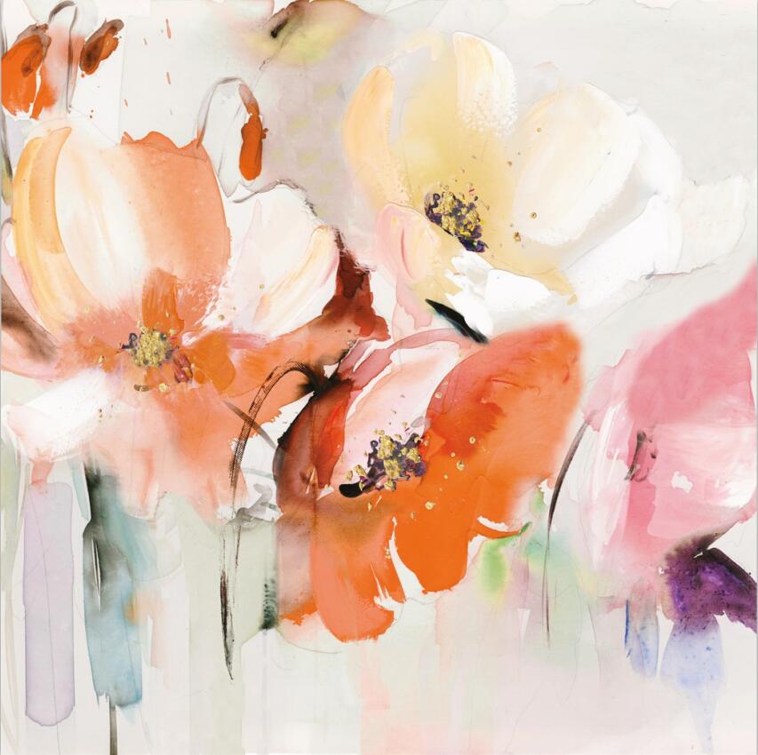 Couleur Aquarelle Florale Peinture sur toile