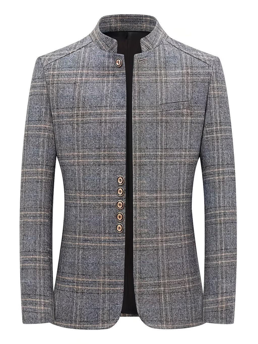 Veste de costume en Plaid pour hommes avec collier