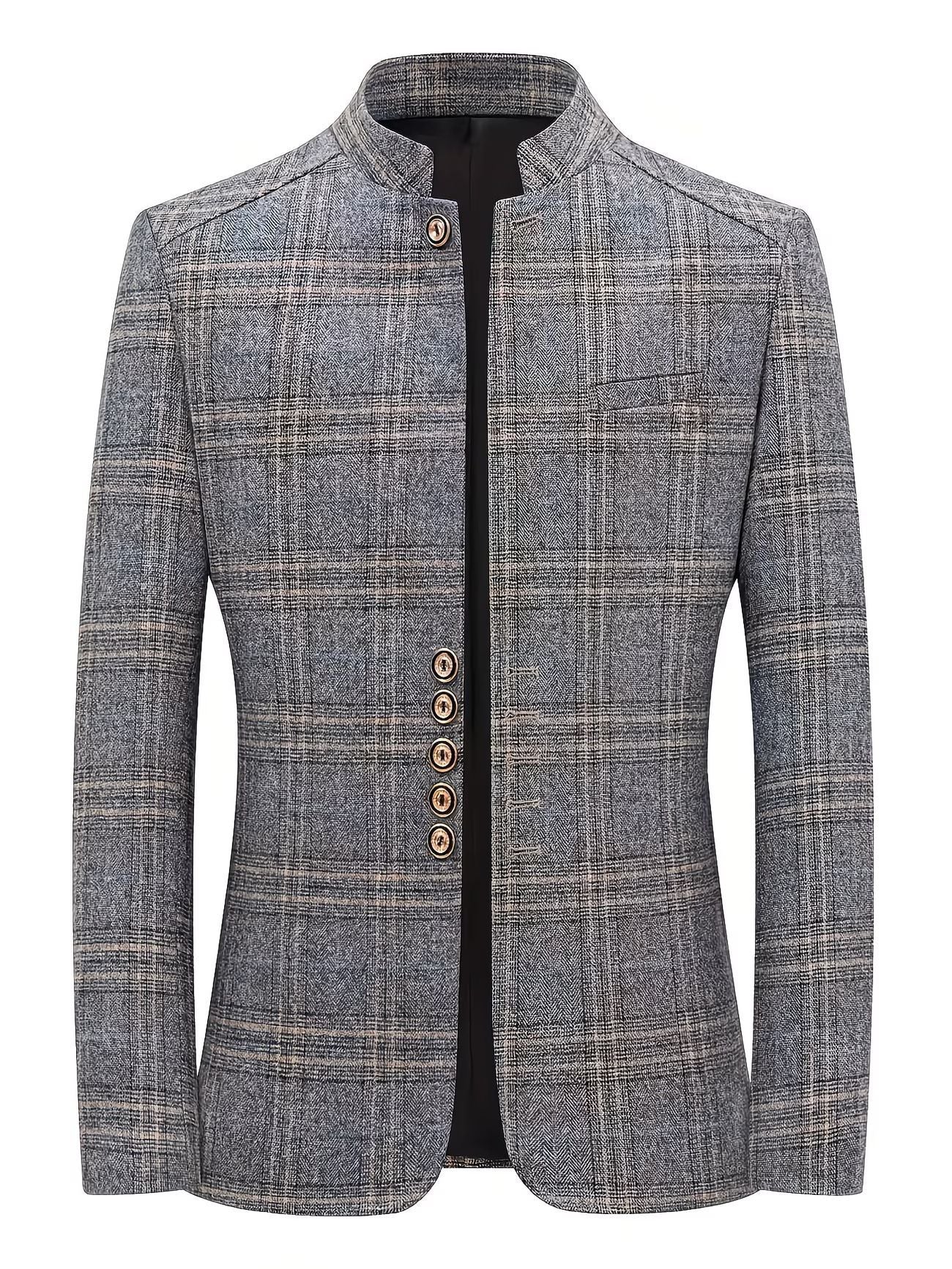 Veste de costume en Plaid pour hommes avec collier