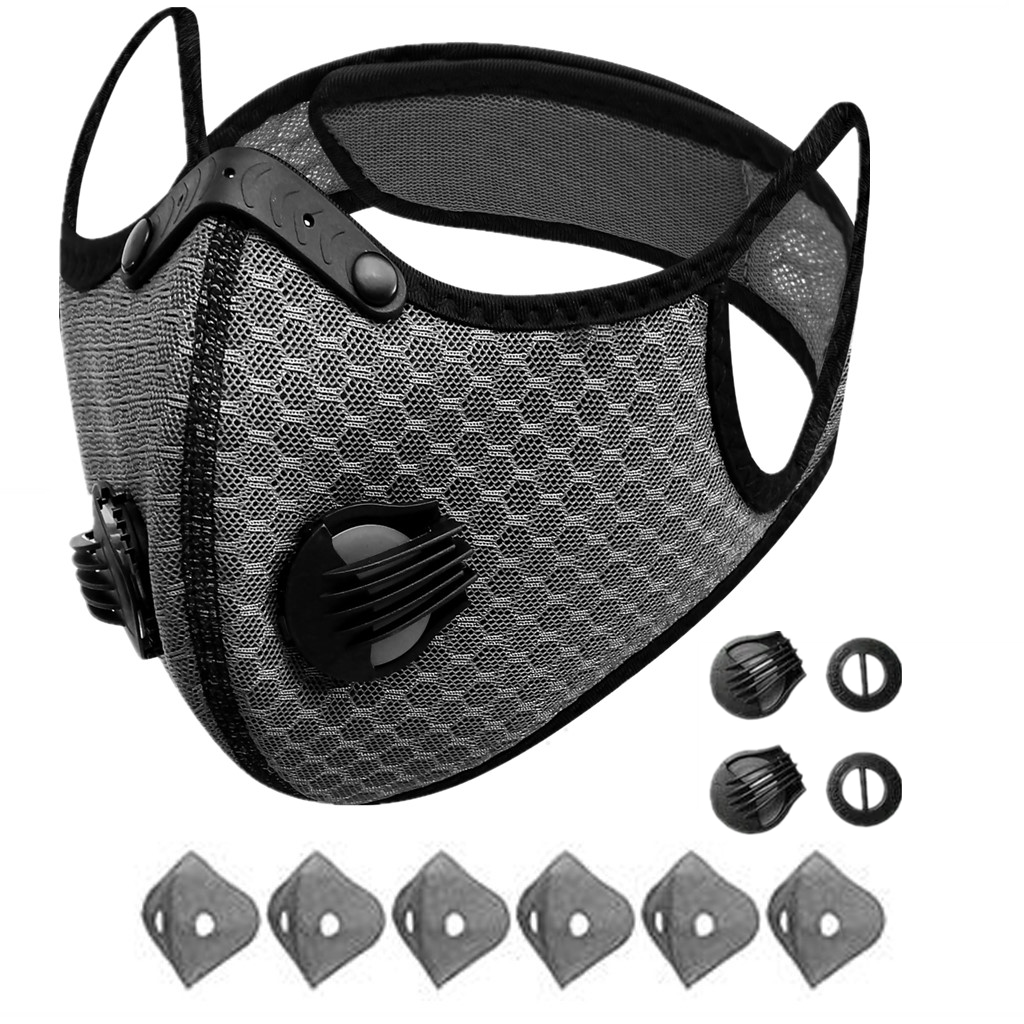 Masque de visage Sport Cycling avec valves de respiration au filtre au carbone actif