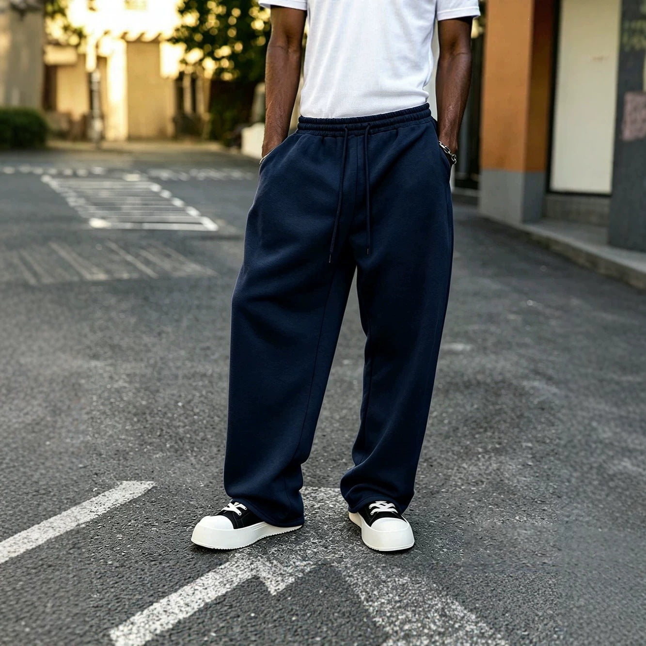 Pantalons à gaines élastiques à chaussons vintage de style street