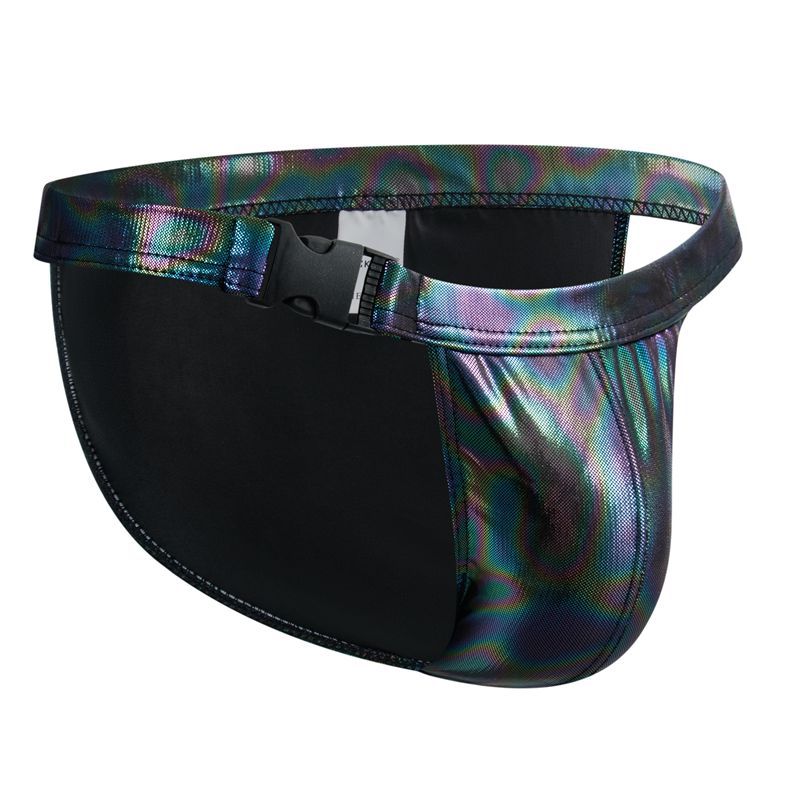 Texture métallique Laser Imitation Cuir Short homme