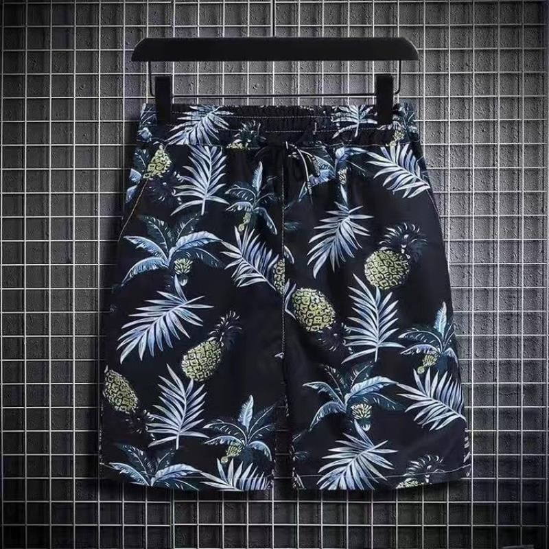 Pantalon de plage de style hawaïen pour hommes enroulé à sec rapide Manche courte imprimé chemise