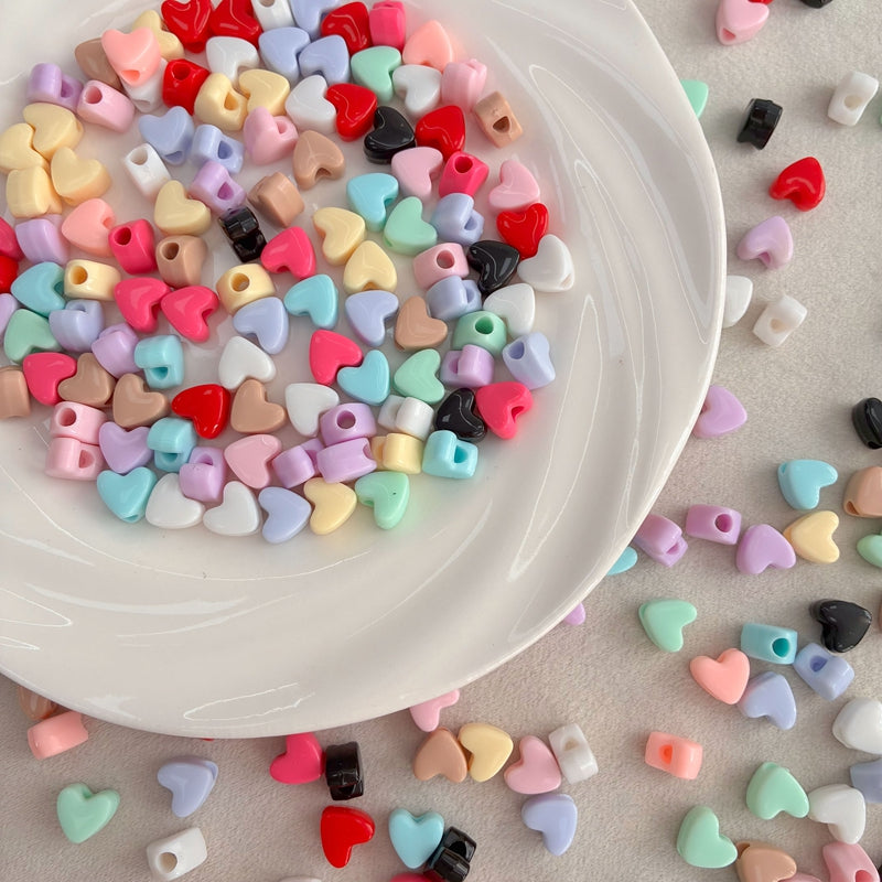 Perles de coeur acrylique couleur solide