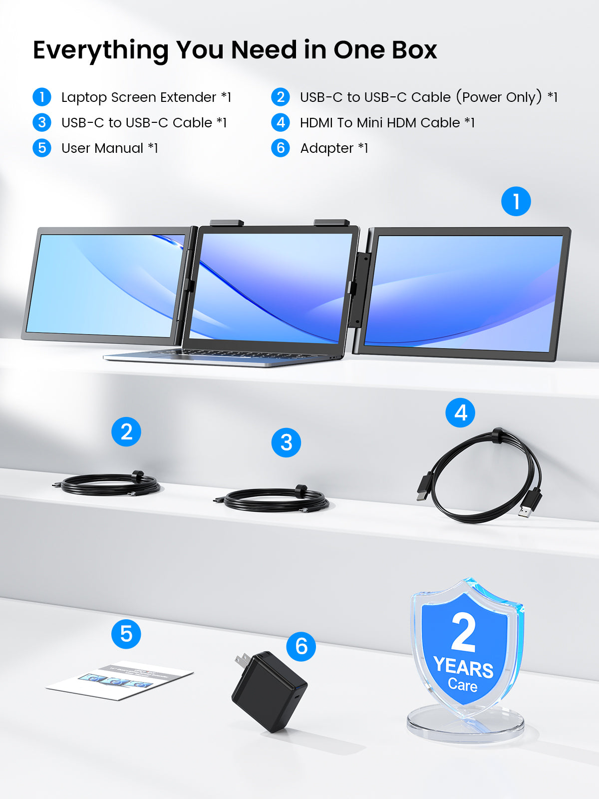 UPERFECT Portable Monitor 14 pouces sans fil triple