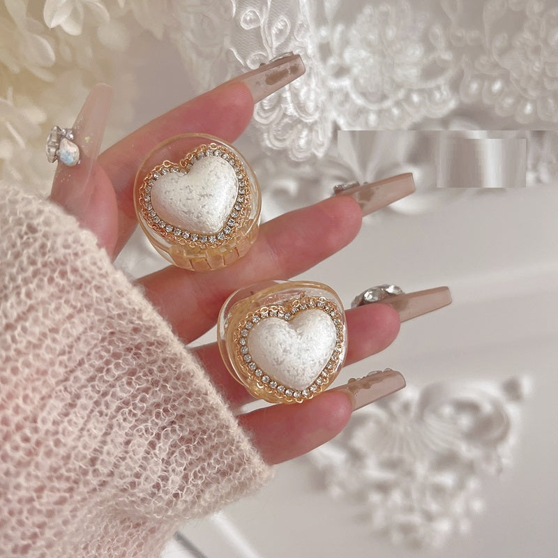 Style Girly de haute qualité Léger luxe délicat perles sertie Diamond Love Pearl mignon Trumpet Loos