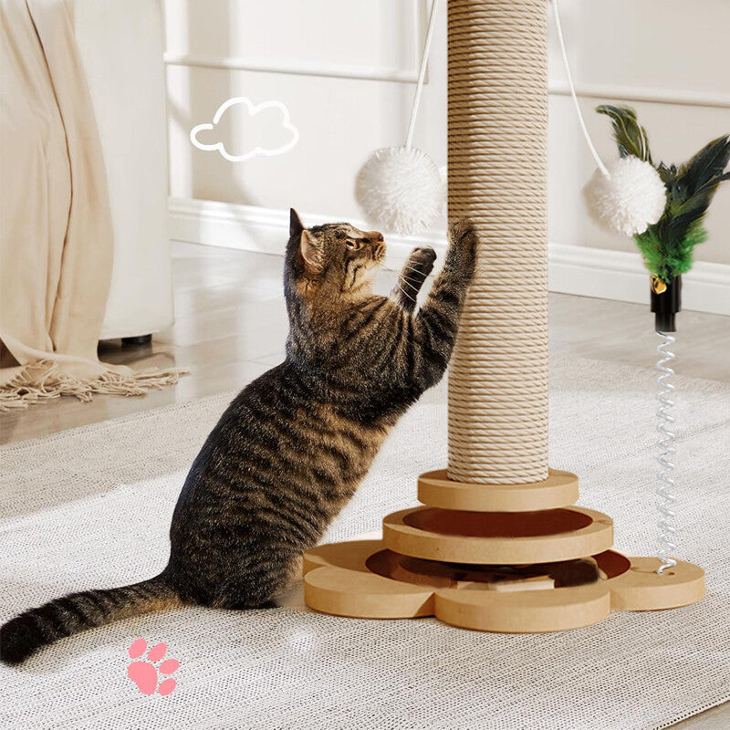 LARGE TALL CAT SCRATCHING POST STRONG NATURAL SISAL POLE HEAVY DUTY BASE 46CM
