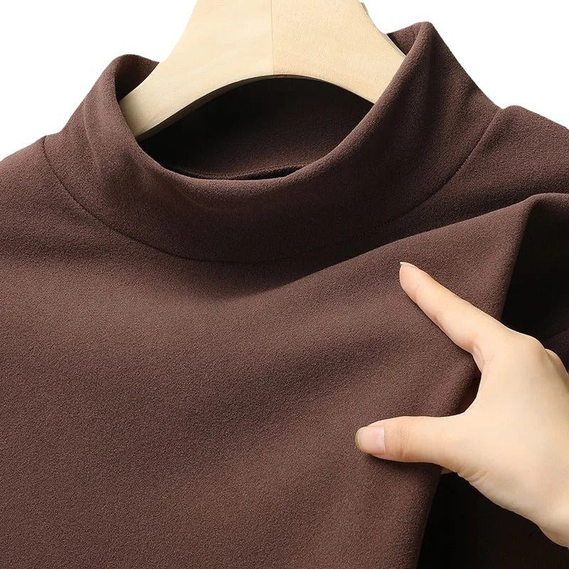 Sous-vêtements pour homme Demi-col tortue couleur unie T-shirt manches longues Vêtements d'automne