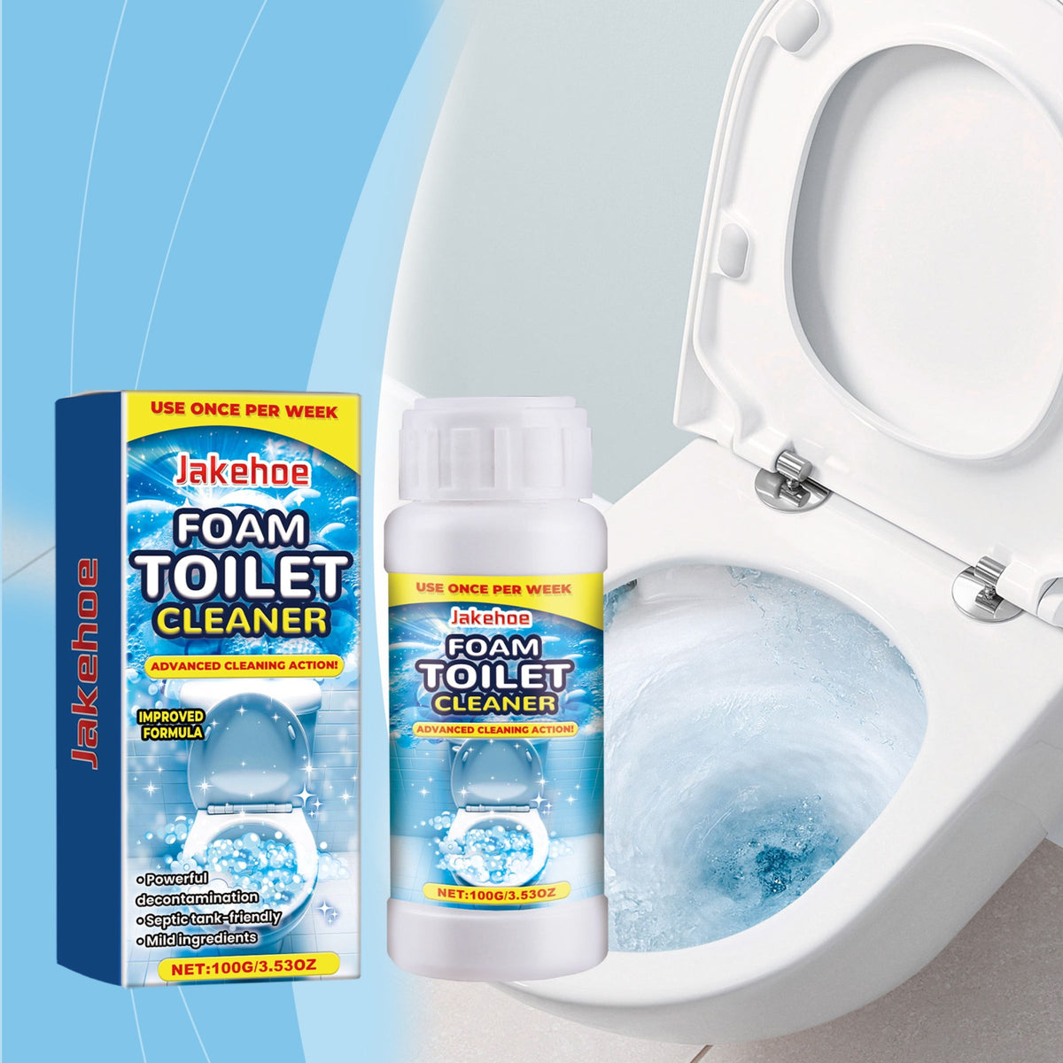 JAKEHOE poudre nettoyante de bol de toilette en mousse