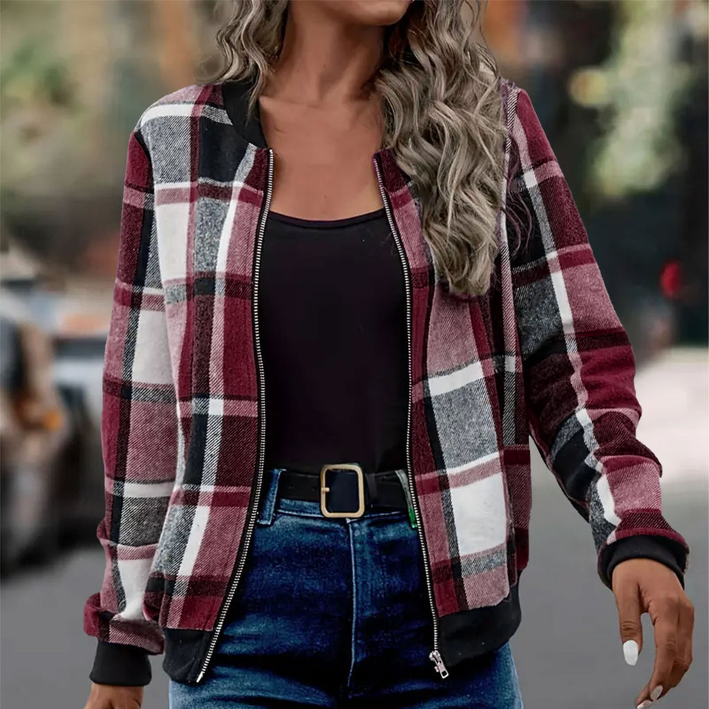 Veste zippée imprimée à manches longues pour femmes