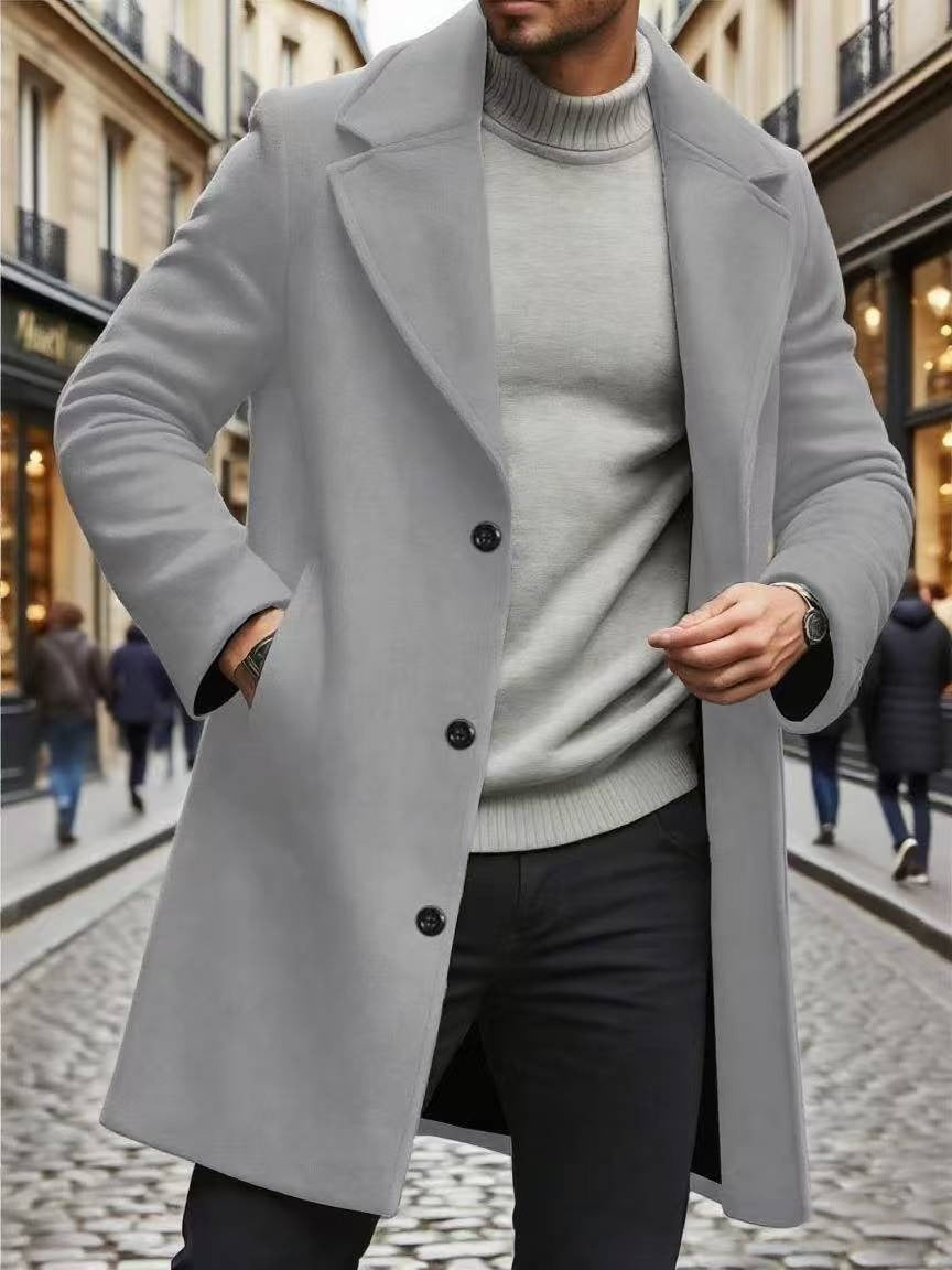 Trench Coat Lapel incrusté Slim-fit Surpoil Élégant et sophistiqué Trench de couleur solide